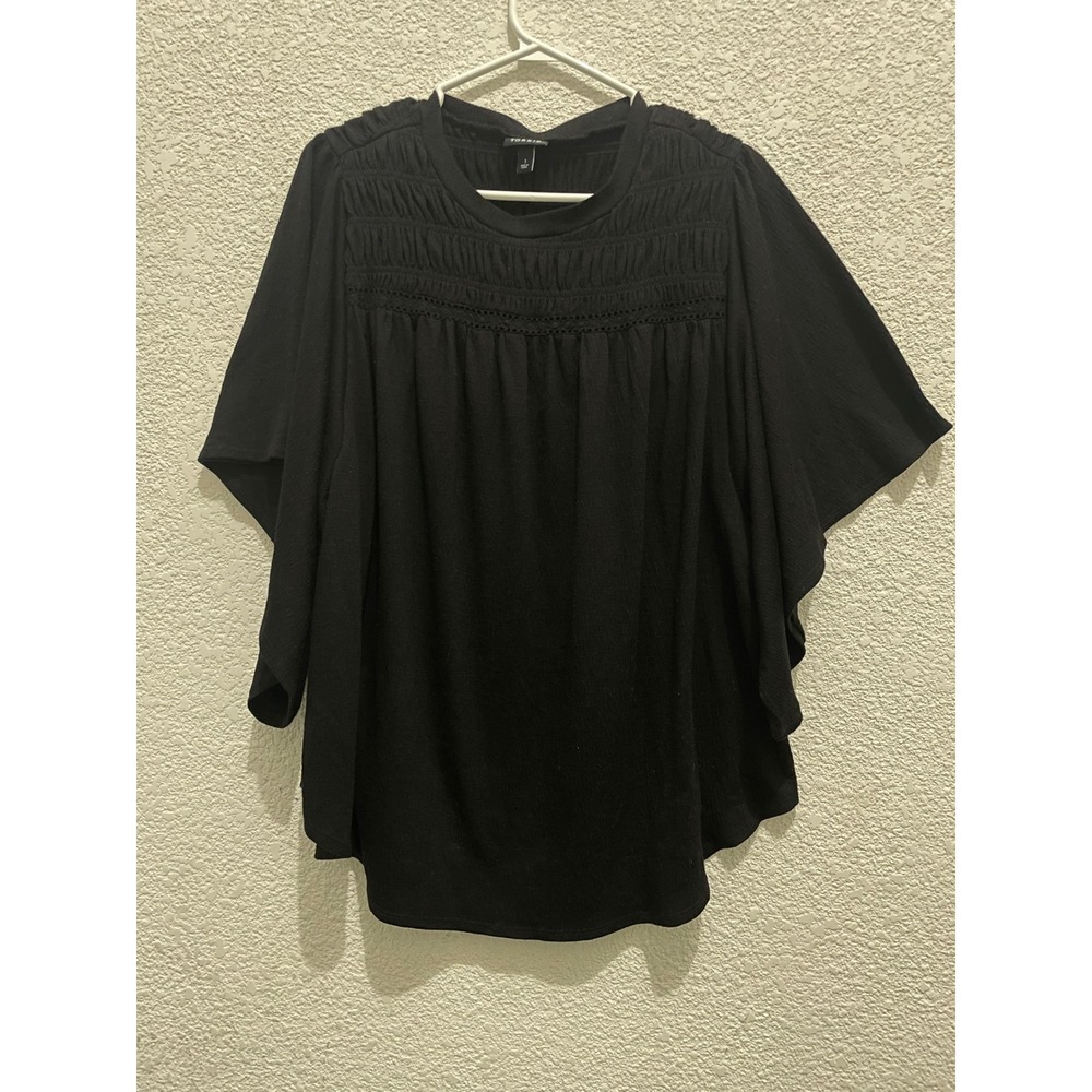 Torrid Black Smocked Dolman Sleeve Blouse Top‎ Plus Size
